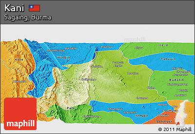 Physical Panoramic Map of Kani, political outside