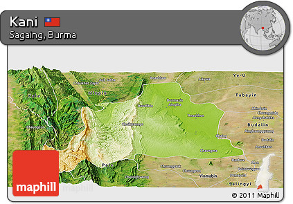 Physical Panoramic Map of Kani, satellite outside