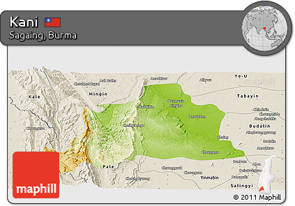 Physical Panoramic Map of Kani, shaded relief outside