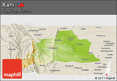 Physical Panoramic Map of Kani, shaded relief outside