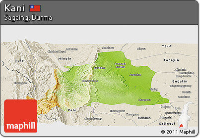 Physical Panoramic Map of Kani, shaded relief outside