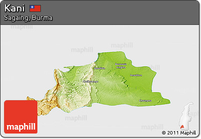 Physical Panoramic Map of Kani, single color outside