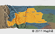 Political Panoramic Map of Kani, darken, semi-desaturated
