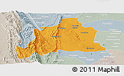 Political Panoramic Map of Kani, lighten, semi-desaturated
