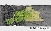 Satellite Panoramic Map of Kani, darken, desaturated