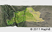 Satellite Panoramic Map of Kani, darken, semi-desaturated