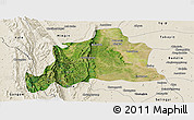 Satellite Panoramic Map of Kani, shaded relief outside