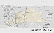 Shaded Relief Panoramic Map of Kani, desaturated