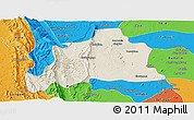 Shaded Relief Panoramic Map of Kani, political outside