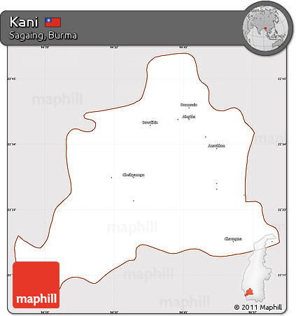 Classic Style Simple Map of Kani, cropped outside