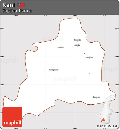 Classic Style Simple Map of Kani, cropped outside