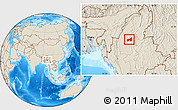 Shaded Relief Location Map of Kawlin