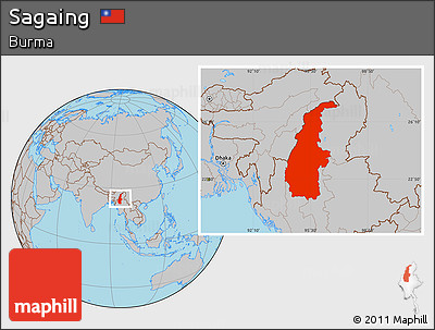 Gray Location Map of Sagaing