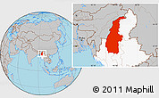 Gray Location Map of Sagaing, highlighted country