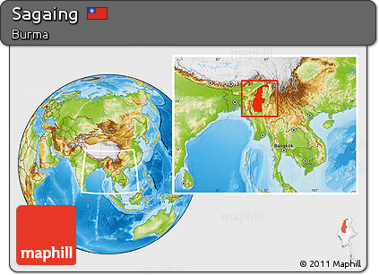 Physical Location Map of Sagaing, within the entire country