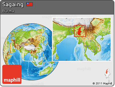 Physical Location Map of Sagaing, within the entire country