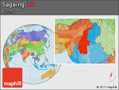 Political Location Map of Sagaing