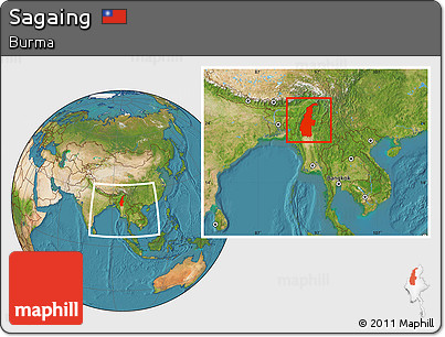 Satellite Location Map of Sagaing, within the entire country