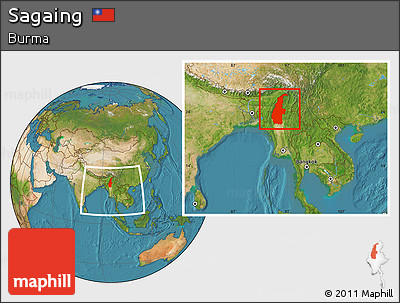 Satellite Location Map of Sagaing, within the entire country