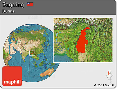 Satellite Location Map of Sagaing