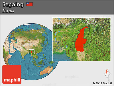 Satellite Location Map of Sagaing