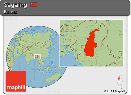 Savanna Style Location Map of Sagaing