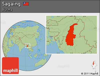 Savanna Style Location Map of Sagaing