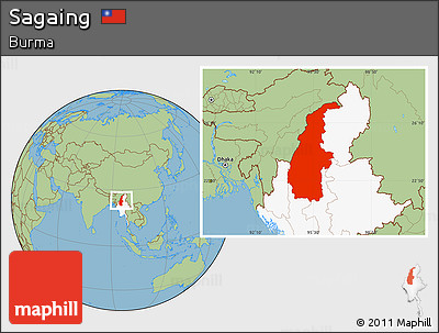 Savanna Style Location Map of Sagaing, highlighted country