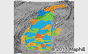 Political Panoramic Map of Sagaing, desaturated