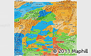 Political Panoramic Map of Sagaing, political shades outside