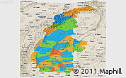 Political Panoramic Map of Sagaing, shaded relief outside