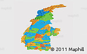 Political Panoramic Map of Sagaing, single color outside