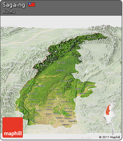 Satellite Panoramic Map of Sagaing, lighten