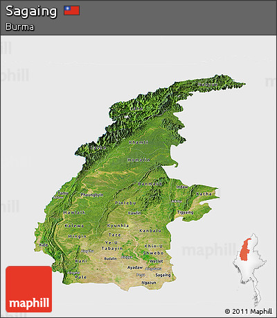 Satellite Panoramic Map of Sagaing, single color outside