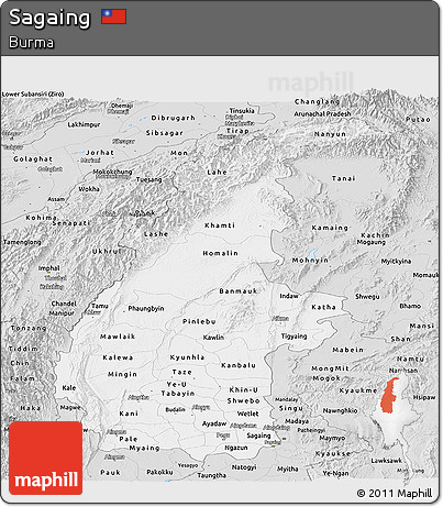 Silver Style Panoramic Map of Sagaing