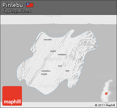 Gray 3D Map of Pinlebu, single color outside