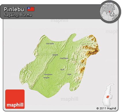 Physical 3D Map of Pinlebu, cropped outside