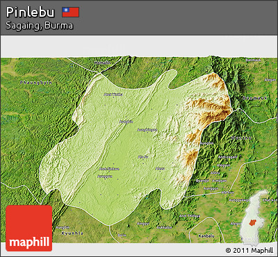 Physical 3D Map of Pinlebu, satellite outside