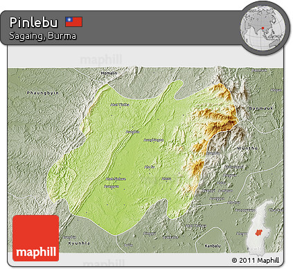 Physical 3D Map of Pinlebu, semi-desaturated