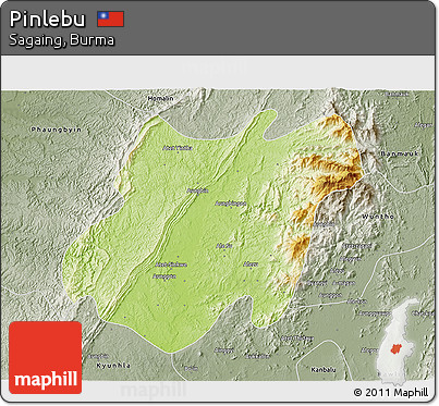 Physical 3D Map of Pinlebu, semi-desaturated