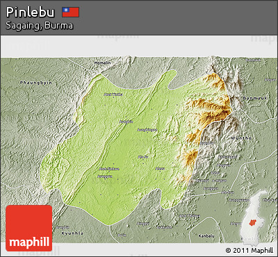 Physical 3D Map of Pinlebu, semi-desaturated