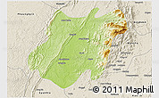 Physical 3D Map of Pinlebu, shaded relief outside