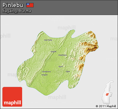 Physical 3D Map of Pinlebu, single color outside