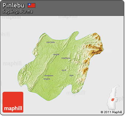 Physical 3D Map of Pinlebu, single color outside