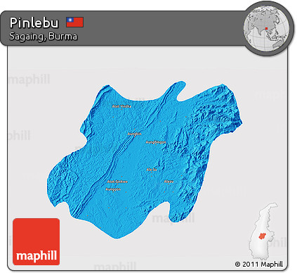 Political 3D Map of Pinlebu, single color outside