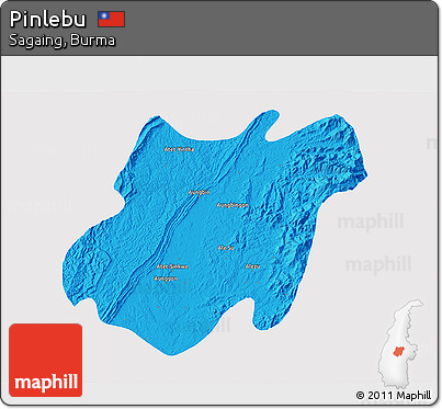 Political 3D Map of Pinlebu, single color outside