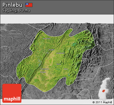 Satellite 3D Map of Pinlebu, desaturated