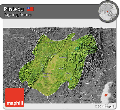 Satellite 3D Map of Pinlebu, desaturated