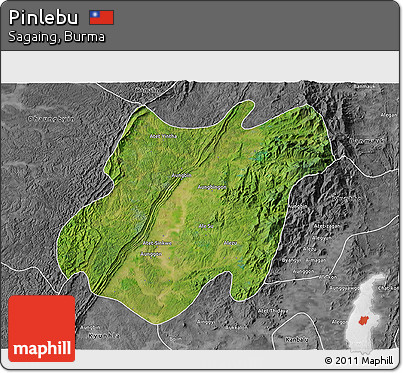 Satellite 3D Map of Pinlebu, desaturated