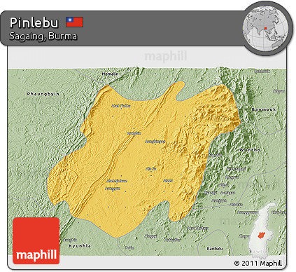 Savanna Style 3D Map of Pinlebu